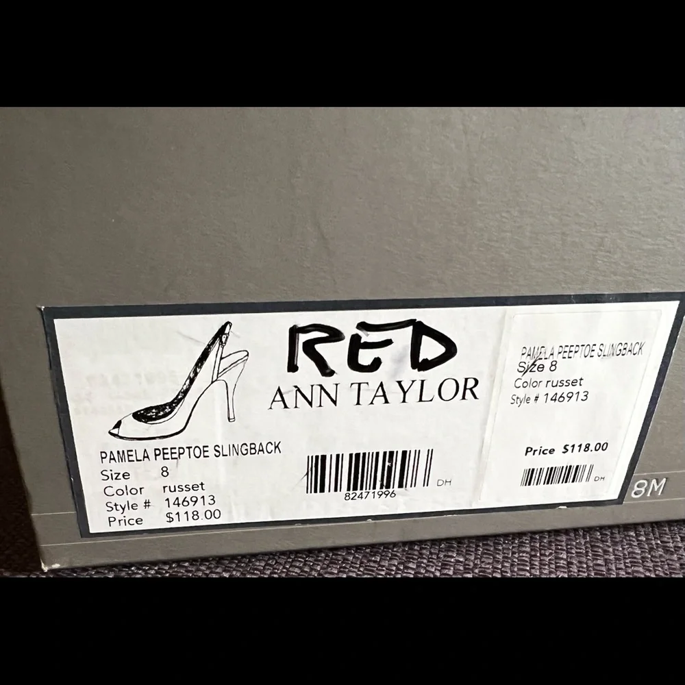 Ann Taylor peep toe slingback heels burgundy size 8 - Picture 7 of 7